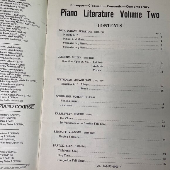 Piano Literature Sheet Music Volume Two Jane Smisor Bastien 1966 Vintage u - Picture 6 of 10